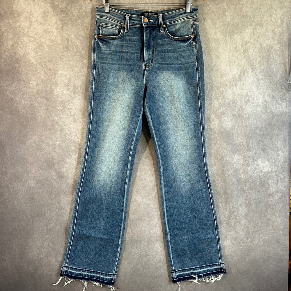 Judy Blue Slim Boot Jeans Womens 9/29 Blue High Rise Raw Hem JB88626 Casual